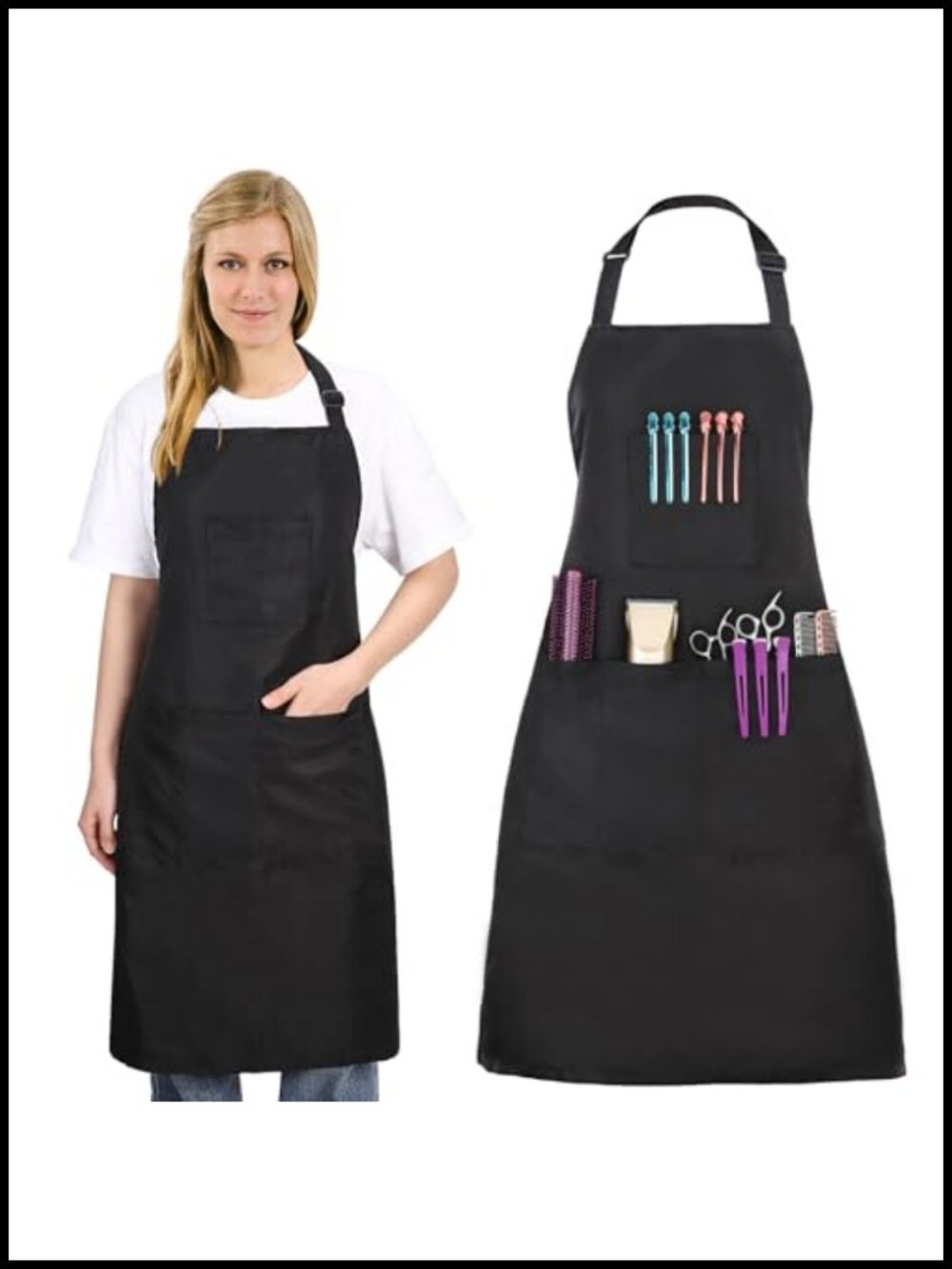 Professional Hair Stylist Apron 4 Pockets Adjustable Polyester Salon